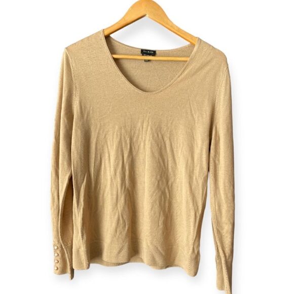Talbots beige merino wool sweater size M 000030 - Picture 1 of 7